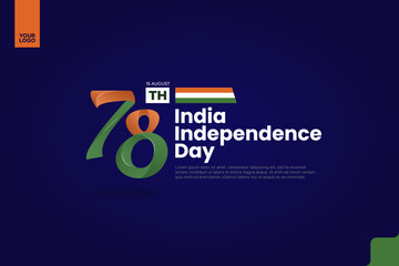 India’s 78th Independence Anniversary Logotype with Tricolor Ribbon and Bold Typography