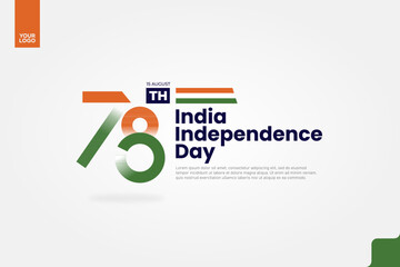 India’s 78th Independence Anniversary Logotype with Tricolor Ribbon and Bold Typography