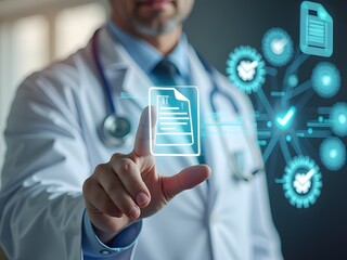 Electronic Health Records (EHR) Physician Managing Patient Files