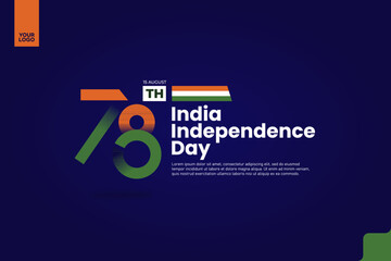 India’s 78th Independence Anniversary Logotype with Tricolor Ribbon and Bold Typography