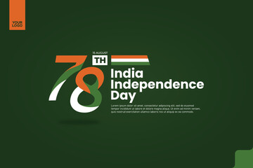 India’s 78th Independence Anniversary Logotype with Tricolor Ribbon and Bold Typography