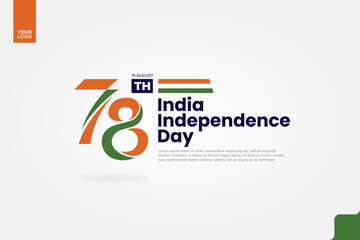 India’s 78th Independence Anniversary Logotype with Tricolor Ribbon and Bold Typography