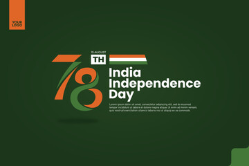 India’s 78th Independence Anniversary Logotype with Tricolor Ribbon and Bold Typography