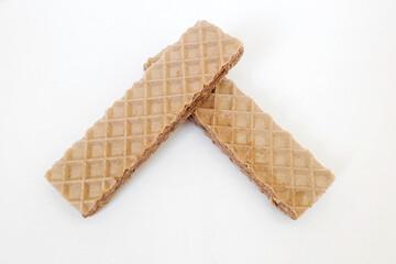 Chocolate wafer on white background