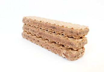 Chocolate wafer on white background
