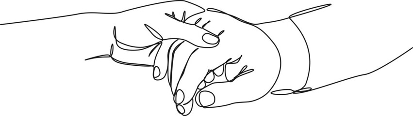 continuous single line drawing of woman gently holding hand of a man, couple holding hands line art vector illustration