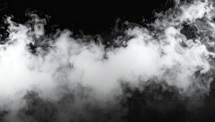 White wisp-like mist effect drifting over a black background