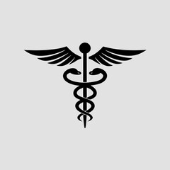 Black Caduceus on Gray Background