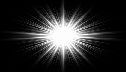 A white explosive beam bursting on a black background