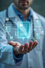 Smart Healthcare Physician Navigating Digital Patient Charts