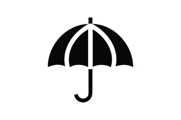Simple Black Umbrella Icon: Minimalist, Flat Design, Protection Concept, Security Symbol, Insurance Graphic, Weather Icon,  Financial Stability,  Risk Management,  Safeguard,  Clean Vector Illustratio