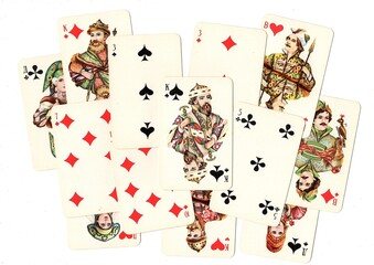 A montage of old playing cards from Russia.