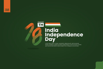 India’s 78th Independence Anniversary Logotype with Tricolor Ribbon and Bold Typography