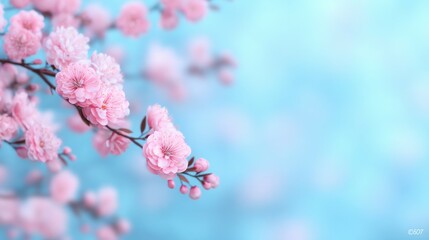 A pink flower with a blue background