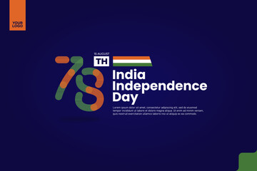 India’s 78th Independence Anniversary Logotype with Tricolor Ribbon and Bold Typography