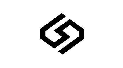 Modern abstract logo design with geometric shapes in black  