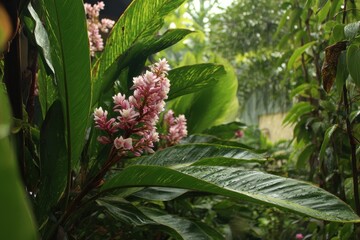 Obraz premium Garden foliage and blossoms in Indonesia Asia