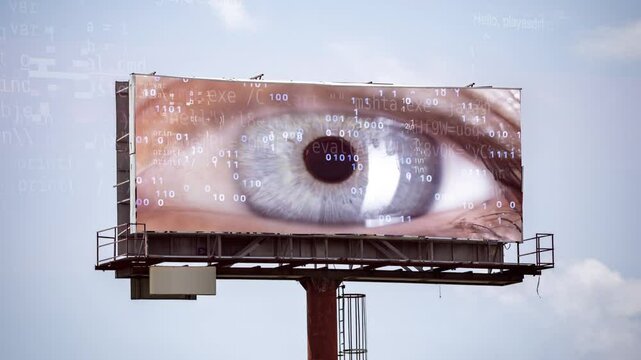 large outdoor advertising board with eyes video