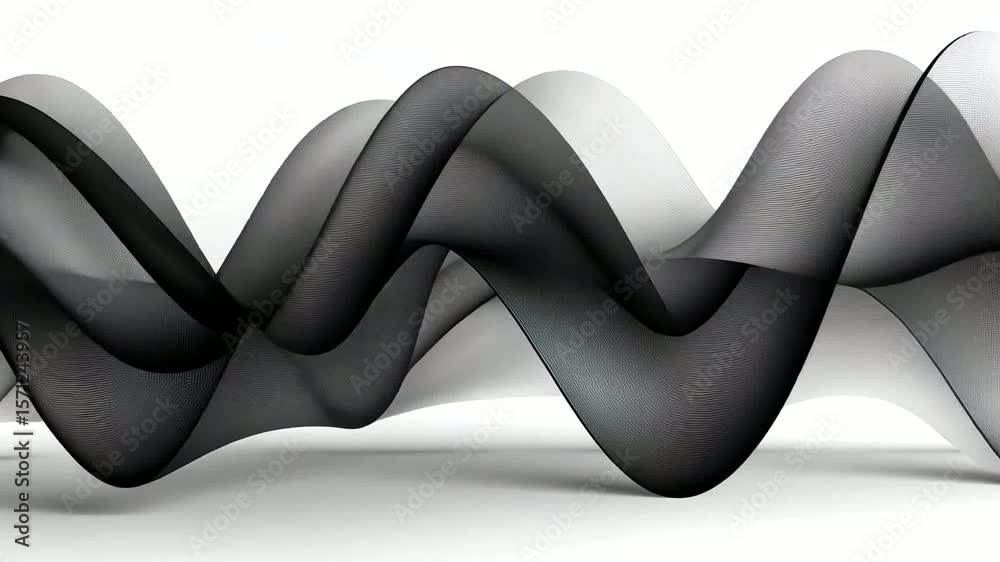 Wall mural elegant black and white abstract wave animation loop for creative backgrounds and visuals
