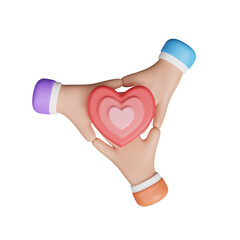 Charity volunteer icon isolated on transparent background, Volunteering and Social Help, Support Kindness and Friendly Relations. Donated, assistance, sharing and solidarity symbol. 3d rendering