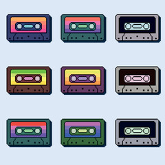 Obraz premium cassettes pixel style set