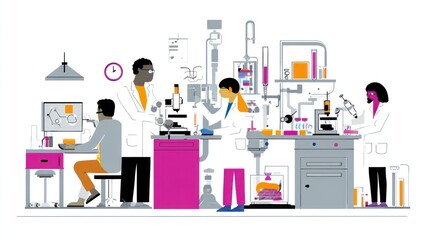 Diverse scientists working in a laboratory