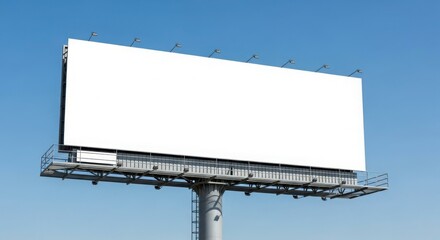 Large blank billboard against a clear blue sky, ready for advertising.
