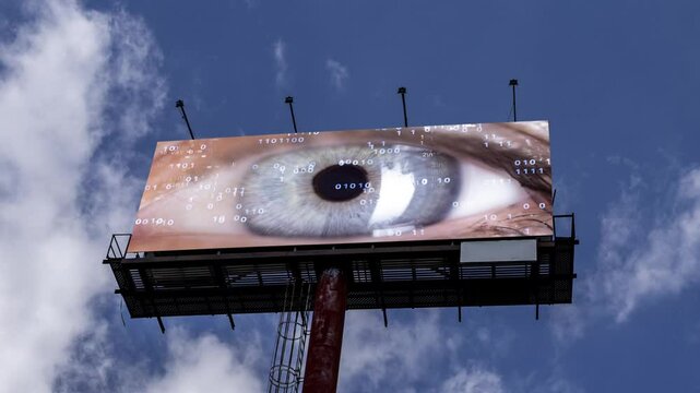 large outdoor advertising board with eyes video