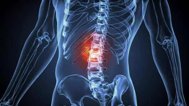 Lumbar spine anatomy x ray illustrating lower back pain and medical conditions