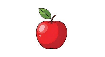 Flat Vector Illustration of Red Apple Isolated on White Background