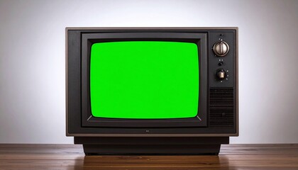 old tv with green screen