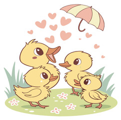 set of 4 cute  small duck
