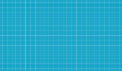 Blueprint, millimeter graph paper. Vector pattern. Squared grid blue texture. Blank lined technical paper.