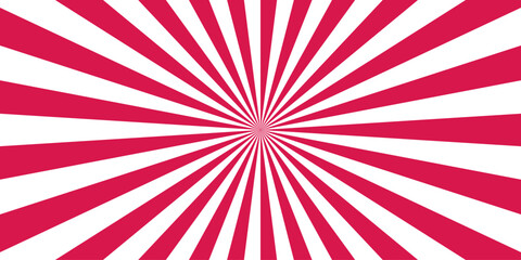 Fototapeta premium Abstract vivid, radial spiral burst pattern with red and white curved rays. circle motifs. Sunset light retro design. Vintage sunrays swirl sun beam pattern. Swirl texture with stripes,striped.