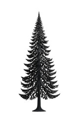 Obraz premium Elegant Black Pine Tree Silhouette Against White Background