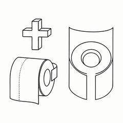 medical adhesive tapes and cross symbol black line drawing for healthcare guide