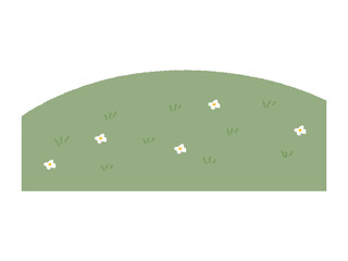 꽃과 풀이 있는 녹색 잔디 일러스트