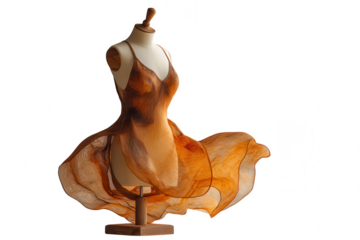 Elegant dress on a mannequin isolated on transparent background