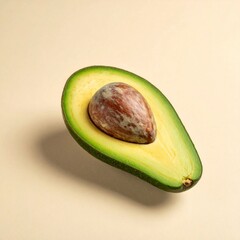 Halved Avocado on Beige Background