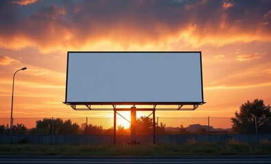 A sleek black billboard bathed in the vibrant glow of the setting sun stood majestically its surface adorned with a minimalist yet striking design  professional presentation blank empty  creative comp