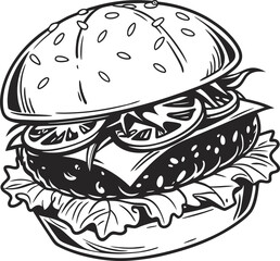 Monochrome Fast Food Meal Vector