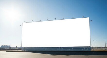Obraz premium Large blank billboard stands ready for advertising, under a bright sunny sky.
