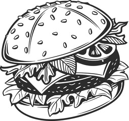 Monochrome Fast Food Meal Vector