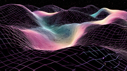Abstract Digital Art Background with Pink Purple and Blue Waves