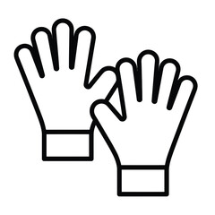 Simple outline icon of two open hands wearing gloves on a white background