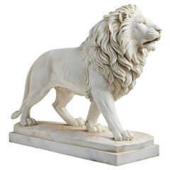 Majestic White Marble Lion Sculpture Elegant Home Decor Regal Animal Statue on transparent background