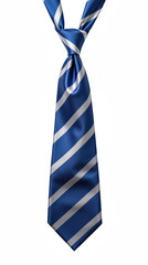 Elegant blue tie with silver stripes, perfect for formal occasions and business attire, showcasing sleek design and high quality fabric