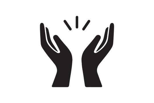 Blessing Sign silhouette vector art illustration on white background