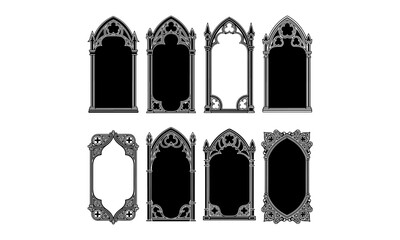 Ancient wrought iron gates adorn the stone facade of an old building, featuring intricate architectural details and arched window frames