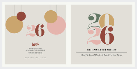 2026 logo and premium wish card with leaf style. Happy new Year.